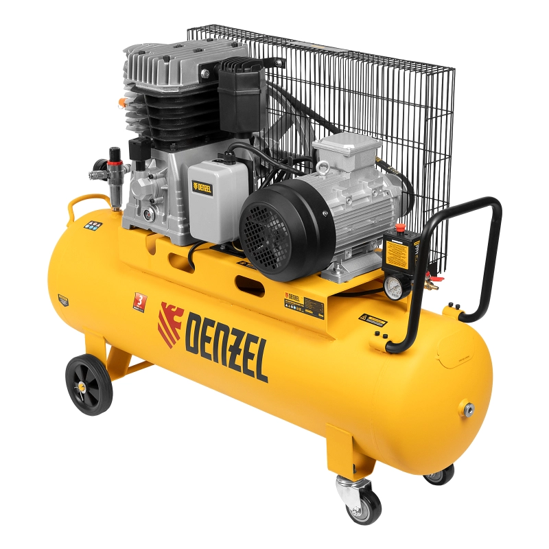 Компрессор воздушный, ременный привод BCI4000-T/100, 4.0 кВт, 100 литров, 690 л/мин Denzel (58123)