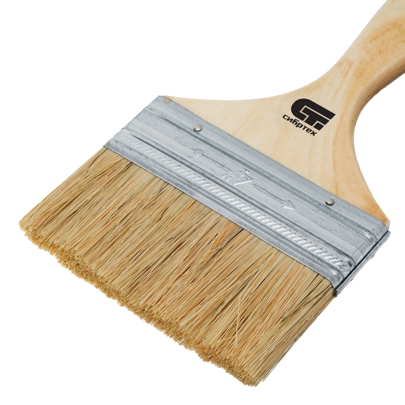 Кисть плоская 100 мм, натуральная щетина, деревянная ручка Сибртех (82266)