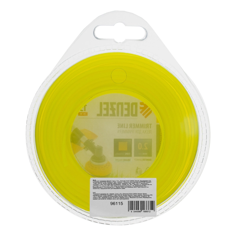 Леска для триммера, квадрат 2 мм х 15 м, блистер Flex cord Denzel (96115)