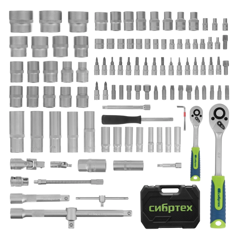 Набор инструментов, 1/2", 1/4", 108 предметов// Сибртех (13389)