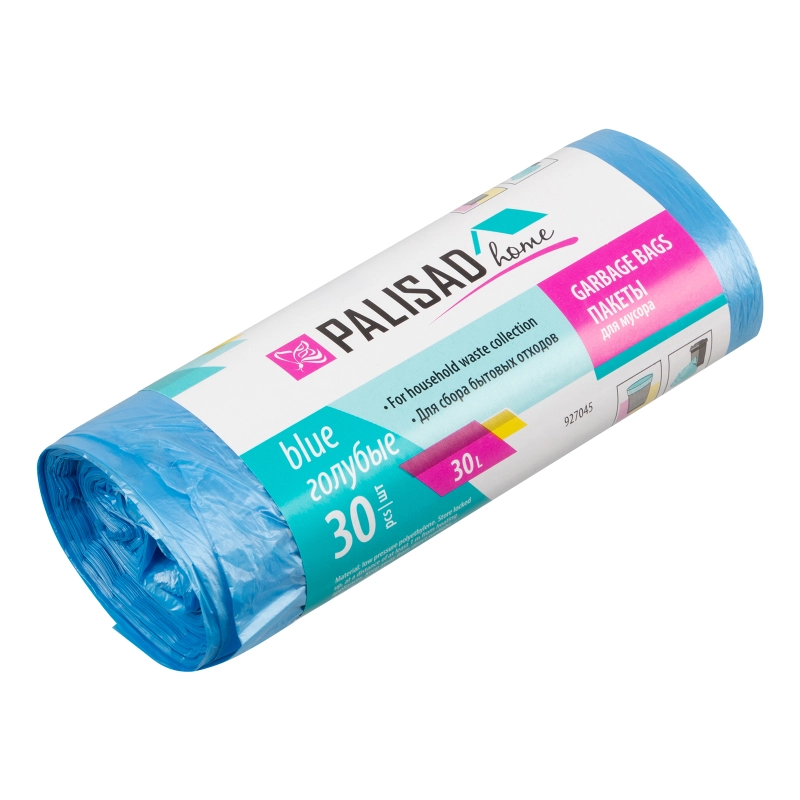 Пакеты для мусора 30 л x 30 шт. голубые, Home Palisad (927045)