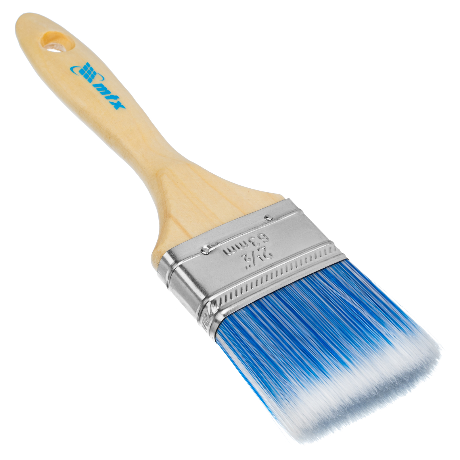 Кисть плоская "Евро" 2.5", искусственная щетина, деревянная ручка MTX (83072)