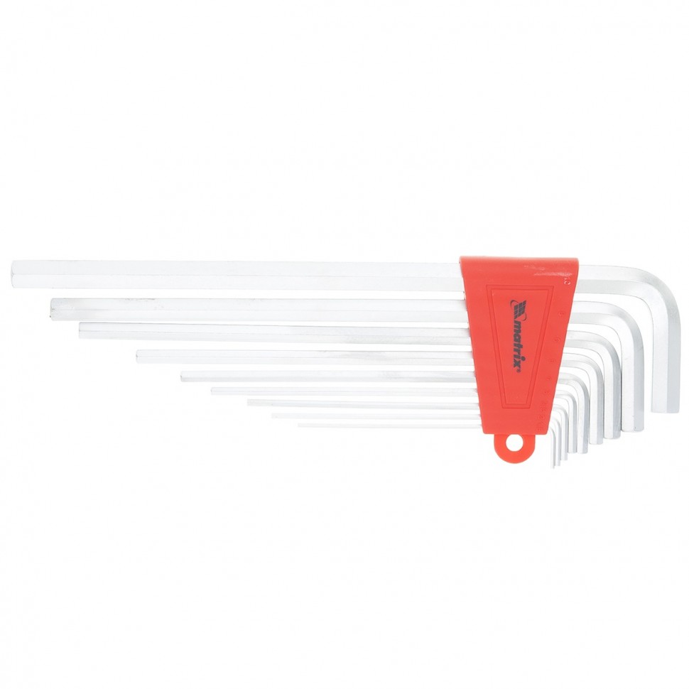 Набор ключей имбусовых HEX, 1.5-10 мм, CrV, 9 шт, экстра-длинные, сатин Matrix (16409)