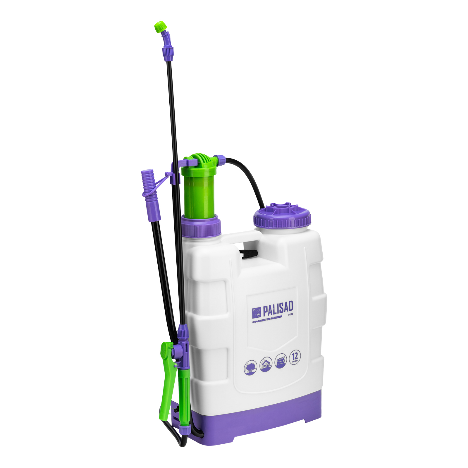 Опрыскиватель ранцевый, 12 л, с насосом, шлангом, разбрызгивателем Palisad (64784)