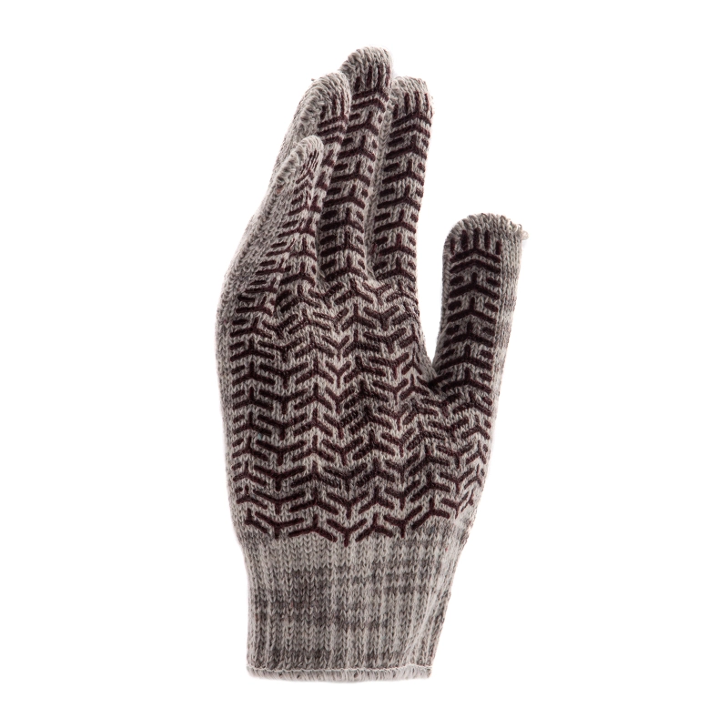 Перчатки трикотажные усиленные, гелевое ПВХ-покрытие, 7 класс, бело-серый меланж Сибртех (68182)