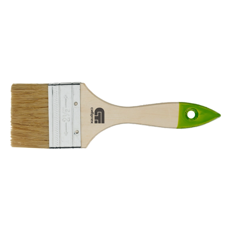 Кисть плоская 63 мм, натуральная щетина, деревянная ручка Сибртех (82264)