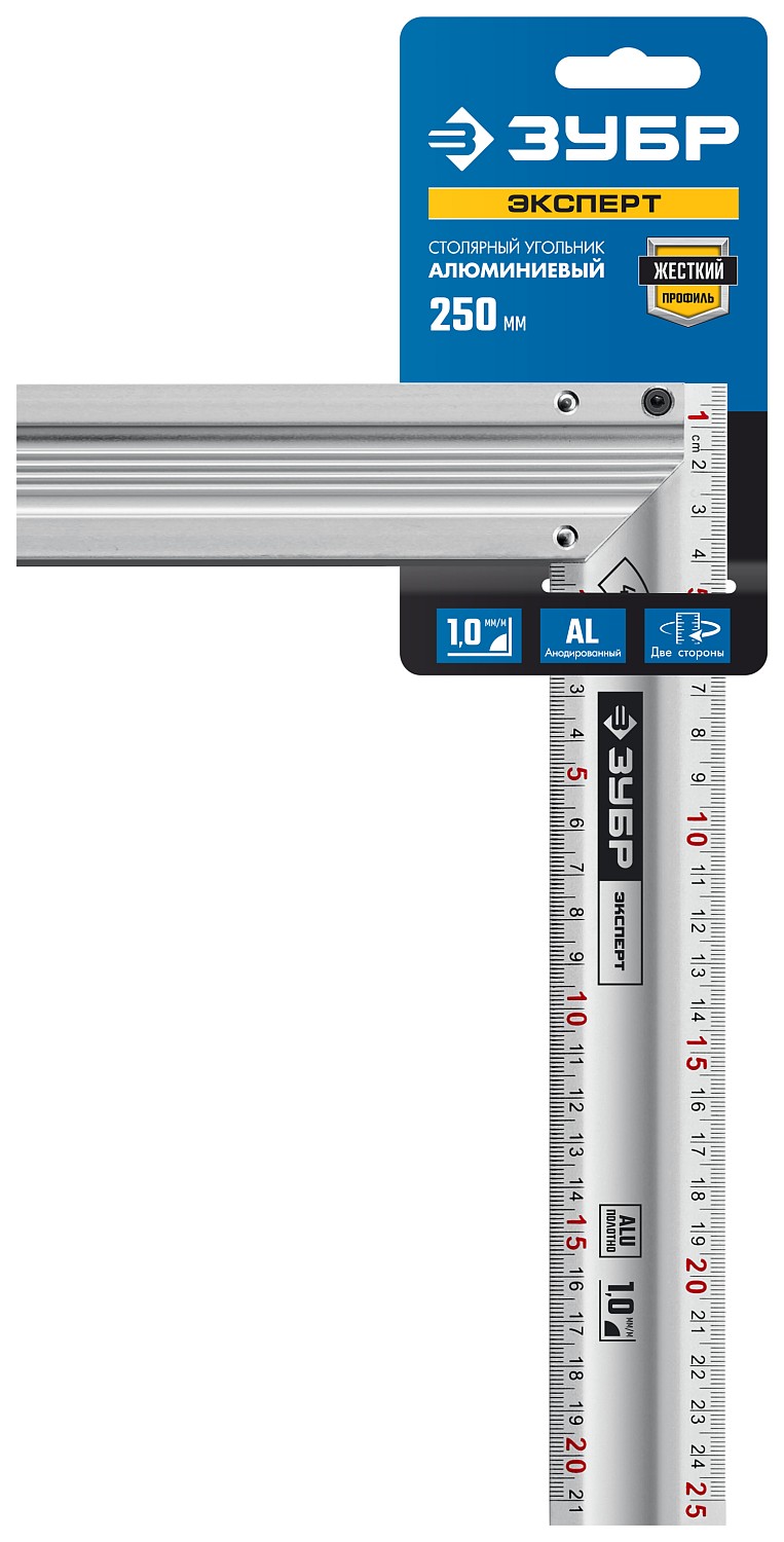 ЗУБР ЭКСПЕРТ 250 мм, жесткий столярный угольник, Профессионал (34392-25)
