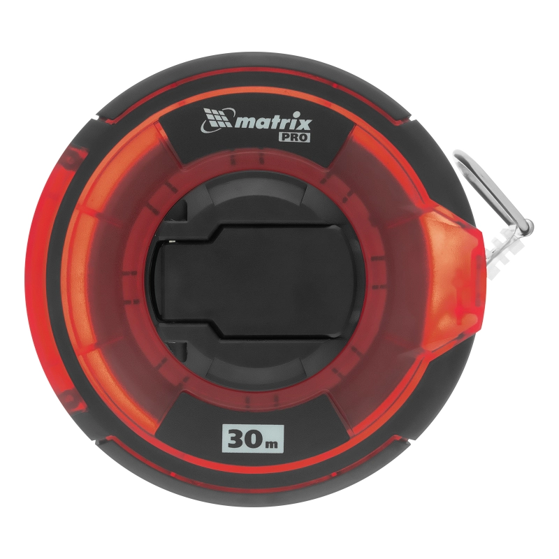 Рулетка геодезическая 30 м х 12,5 мм, закрытый корпус, стальная лента, односторонняя шкала, Pro Matrix (31281)