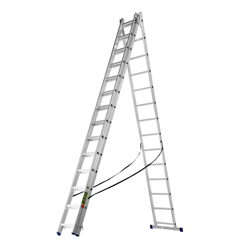 Лестница, 3 х 14 ступеней, алюминиевая, трехсекционная, Сибртех (97824)