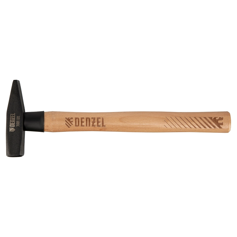 Молоток слесарный, 300 г, кованый квадратный боек, буковая рукоятка Denzel (10427)