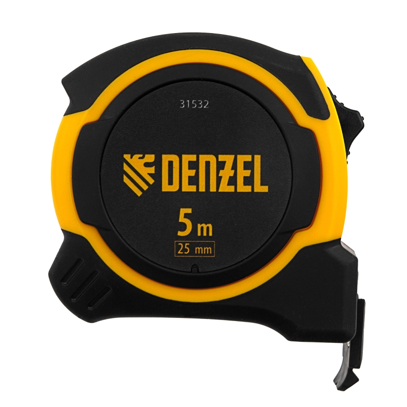 Рулетка 5м х 25мм, двухкомп. корпус, магнитный обрезиненный зацеп Denzel (31532)
