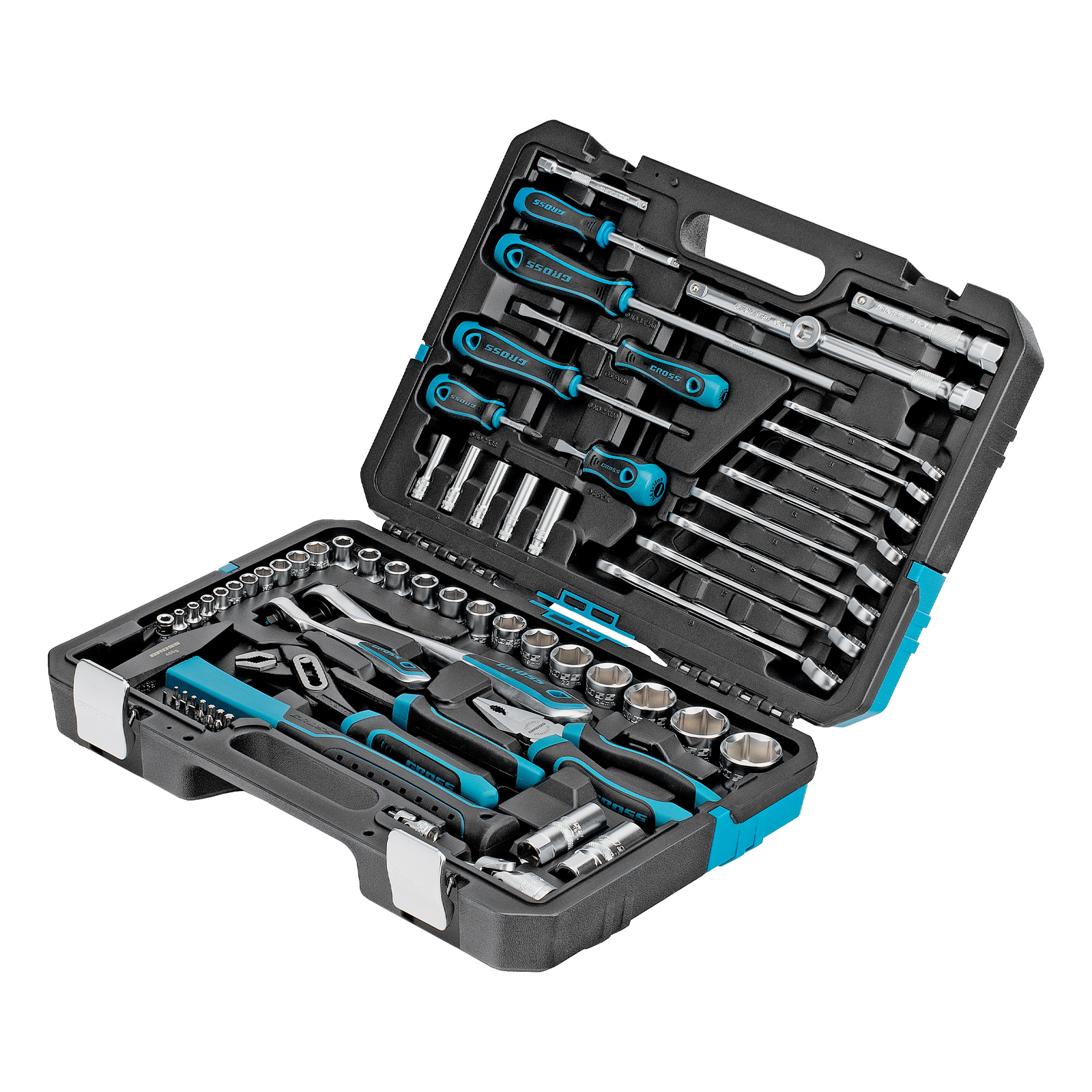 Набор инструментов, 1/4", 1/2", CrV, 120 зубьев, 76 предметов Gross (14156)