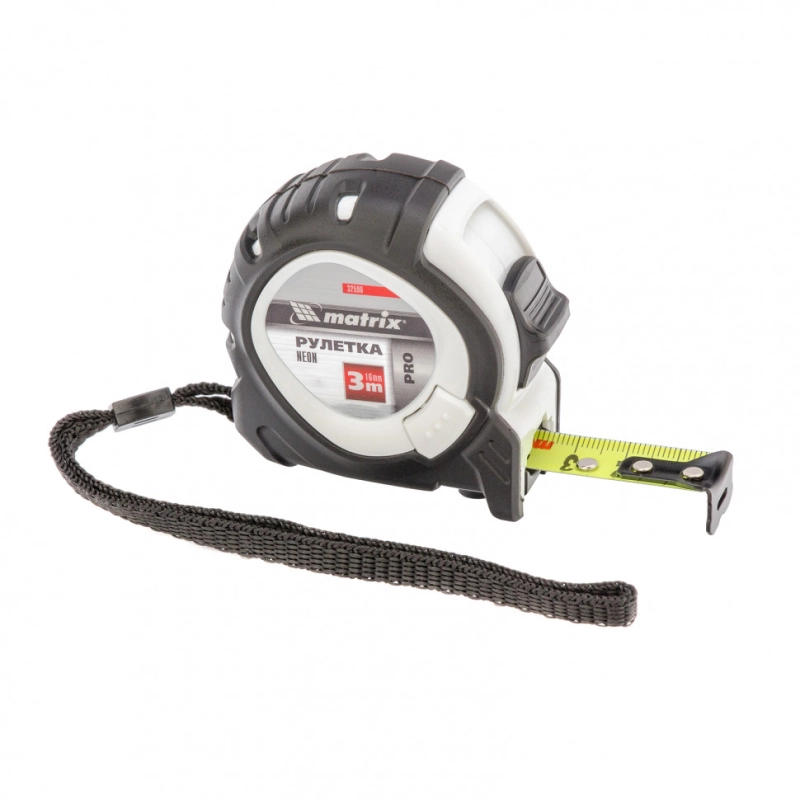Рулетка Neon,3 м x 16 мм,обрезиненный корпус,3 фиксации,Pro Matrix (32590)