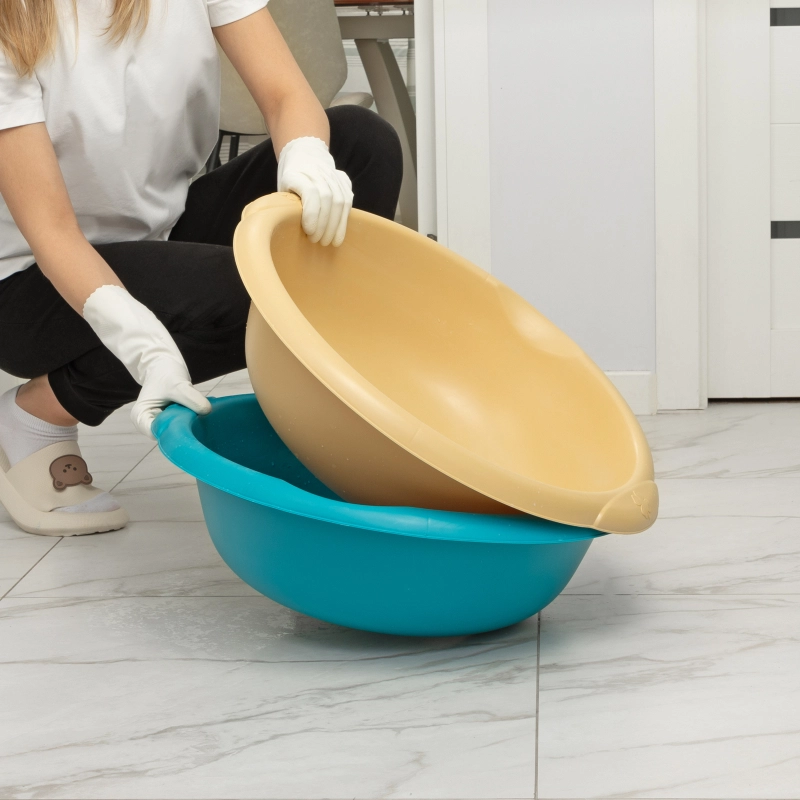 Таз пластмассовый круглый 18 л,бежевый, Home Palisad (929835)