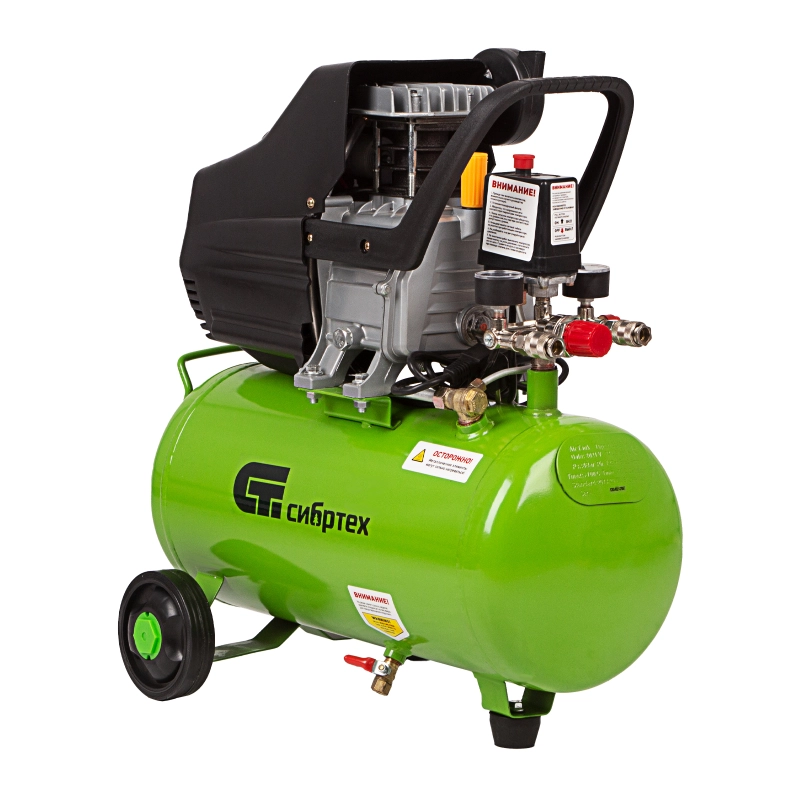 Компрессор воздушный КК-1500/24, 1.5 кВт, 198 л/мин, 24 л, прямой привод, масляный Сибртех (58037)