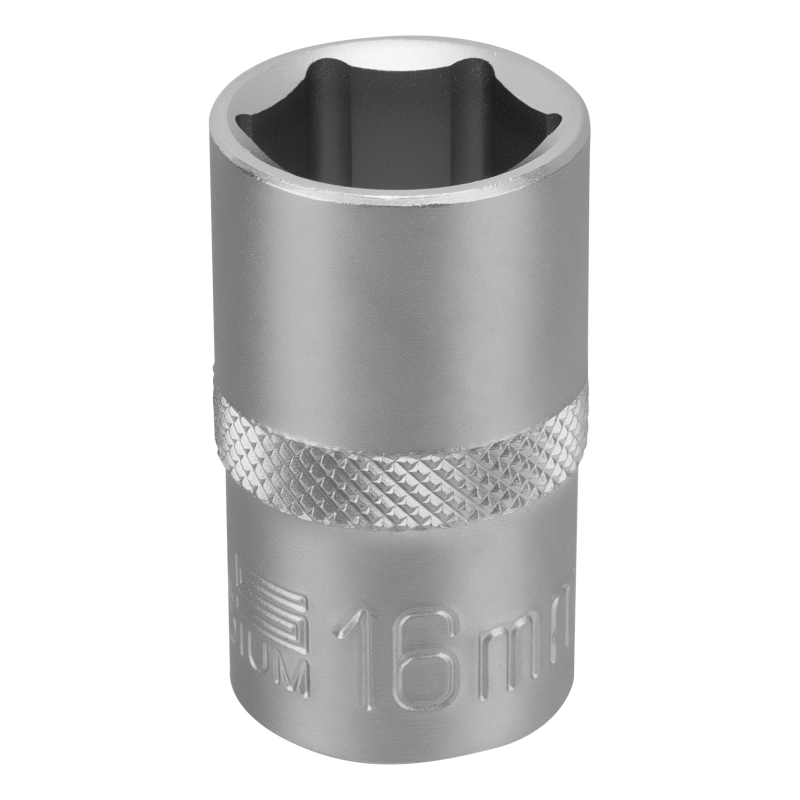 Головка торцевая, 16 мм, шестигранная, CrV, под квадрат 1/2 Stels (13827)