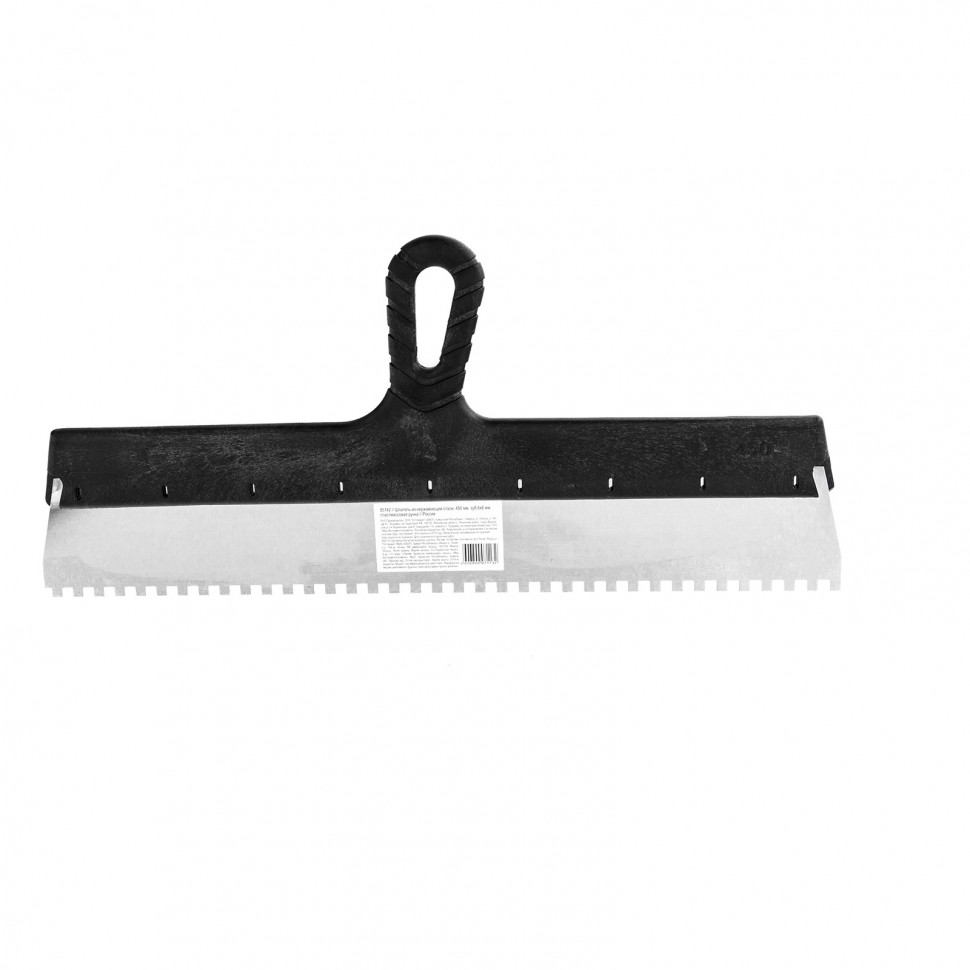 Шпатель из нержавеющей стали, 450 мм, зуб 6 х 6 мм, пластмассовая ручка Sparta (85142)