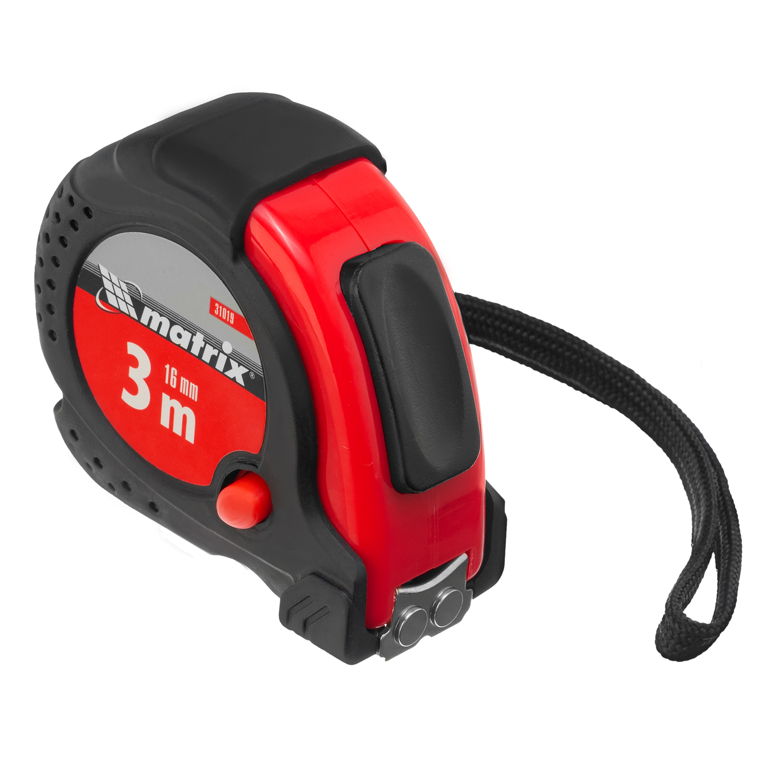 Рулетка Status Magnet fixation,3 м х 16 мм,обрезиненный корпус,зацеп с магнитом Matrix (31019)