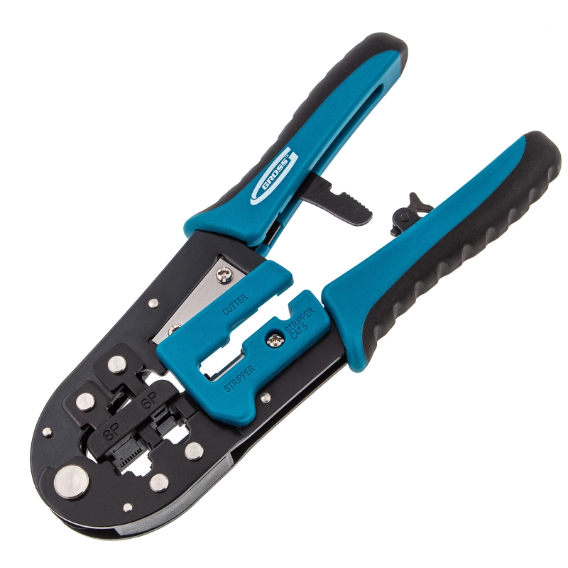 Клещи для обжима телефонных и компьютерных клемм RJ-45, 6P, 8P и RJ-11/12, 6P, 8P Gross (17719)