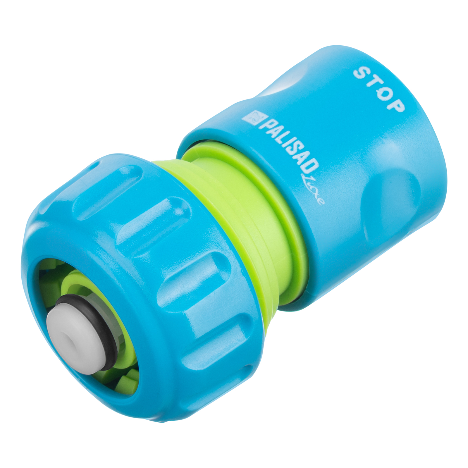 Соединитель пластмассовый, быстросъемный для шланга 3/4, аквастоп, однокомпонентный Palisad Luxe (66259)