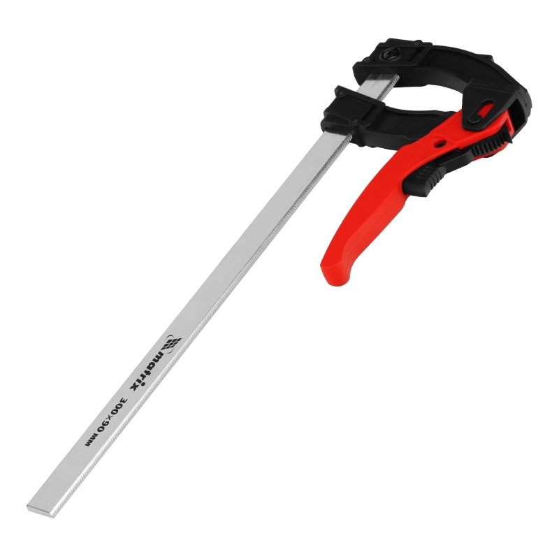 Струбцина реечная быстрозажимная, пластиковый корпус рычажно-храповой механизм, 300 х 90 х 390 мм, штанга 5 х 20 мм Matrix (20738)