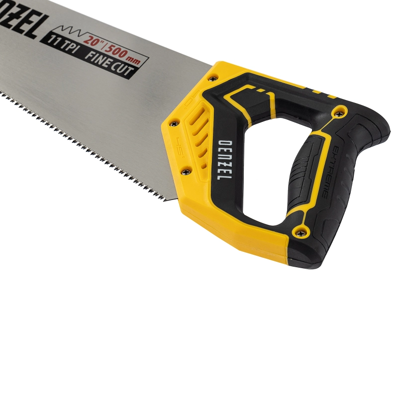 Ножовка по дереву, 500 мм, 11 TPI, зуб 3D, двухкомпонентная рукоятка Denzel (24148)