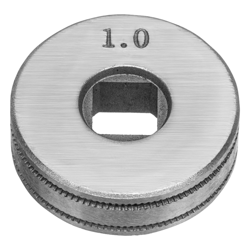 Подающий ролик, U профиль зубчатый под флюсовую проволоку 0,8-1мм посадка квадрат, 2 шт Denzel (93653)