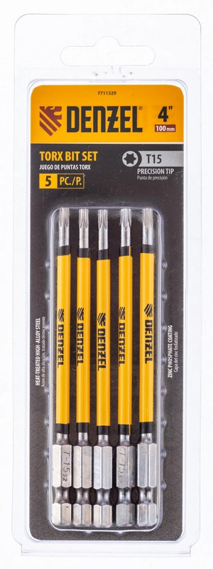 Бита T15x100 мм, 5 шт. Denzel (7711329)