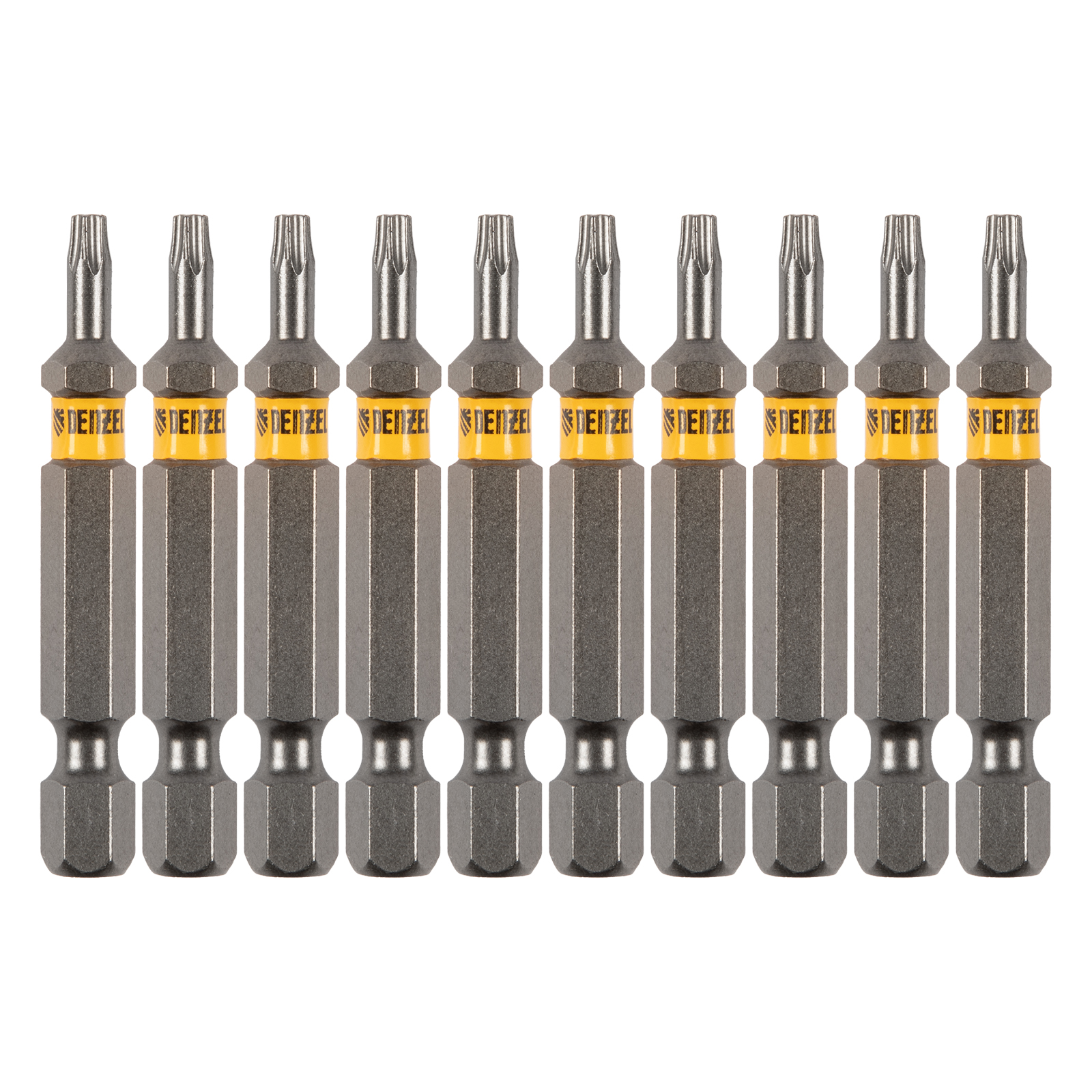 Бита TX 10х50, сталь S2, шестигранный профиль, 10 шт. Е 6,3 Denzel (11667)