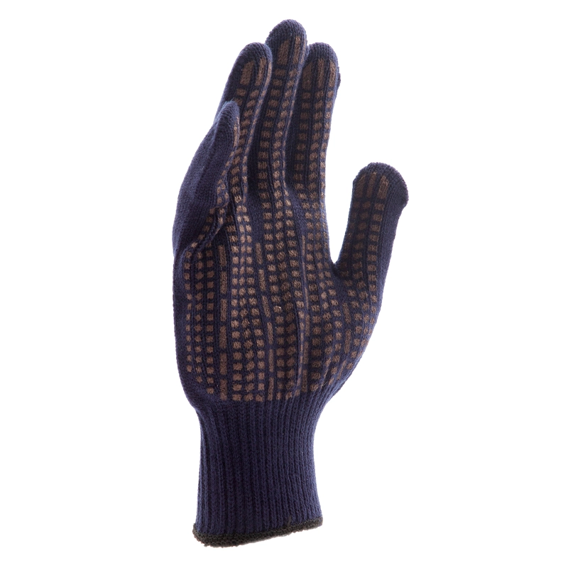 Перчатки трикотажные, акрил, ПВХ гель, "Протектор", синий, оверлок Сибртех (68665)