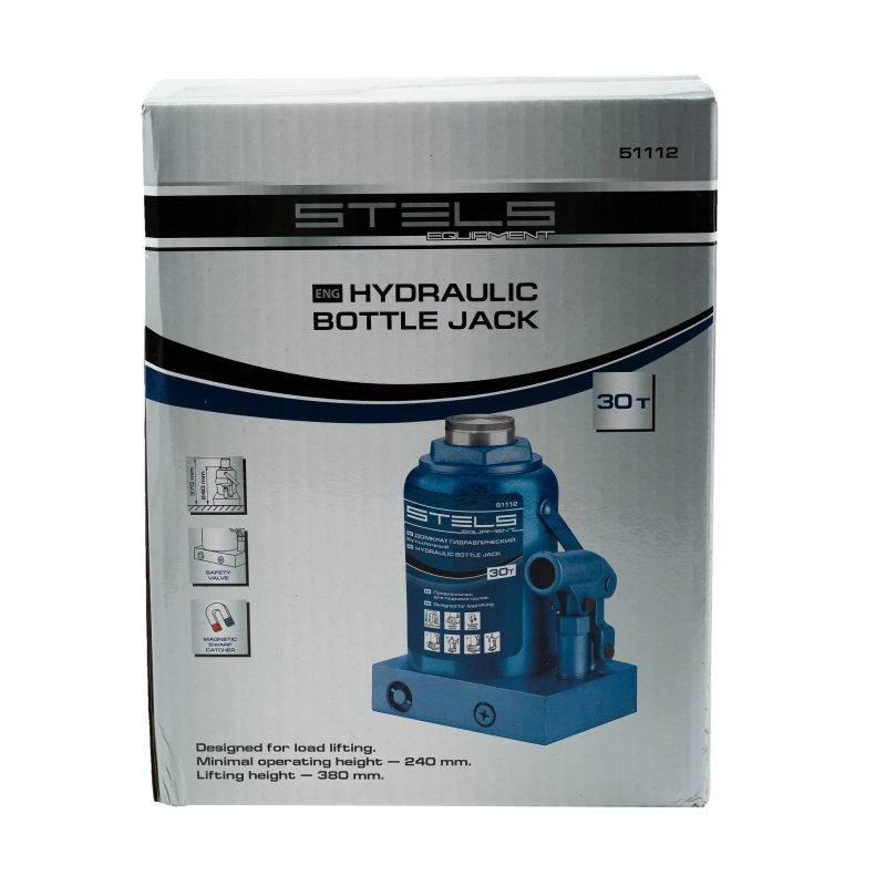 Домкрат гидравлический бутылочный, 30 т, H подъема 240-370 мм Stels (51112)