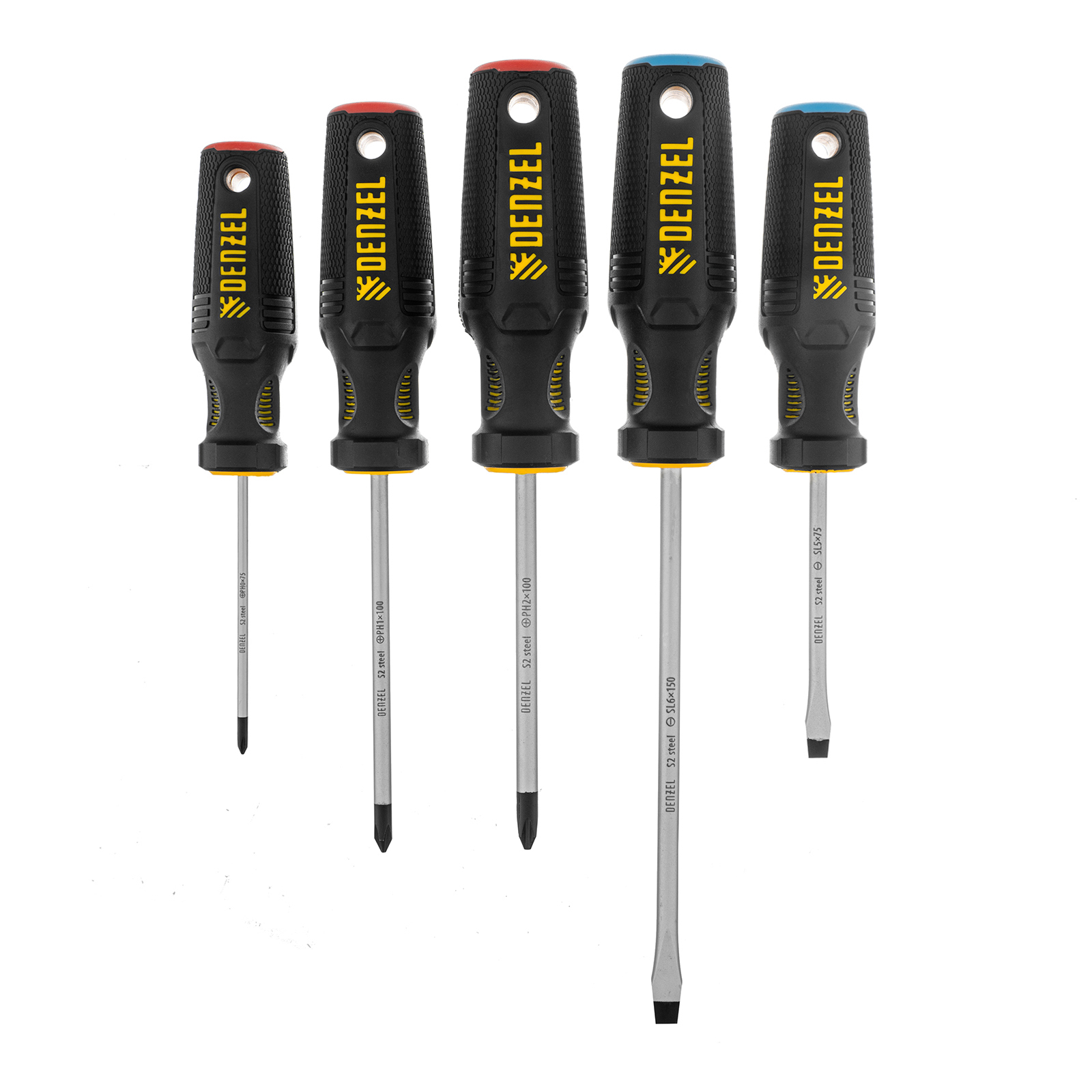 Набор отверток, 5 шт., PH+SL, S2, 3к рукоятка Denzel (122157)
