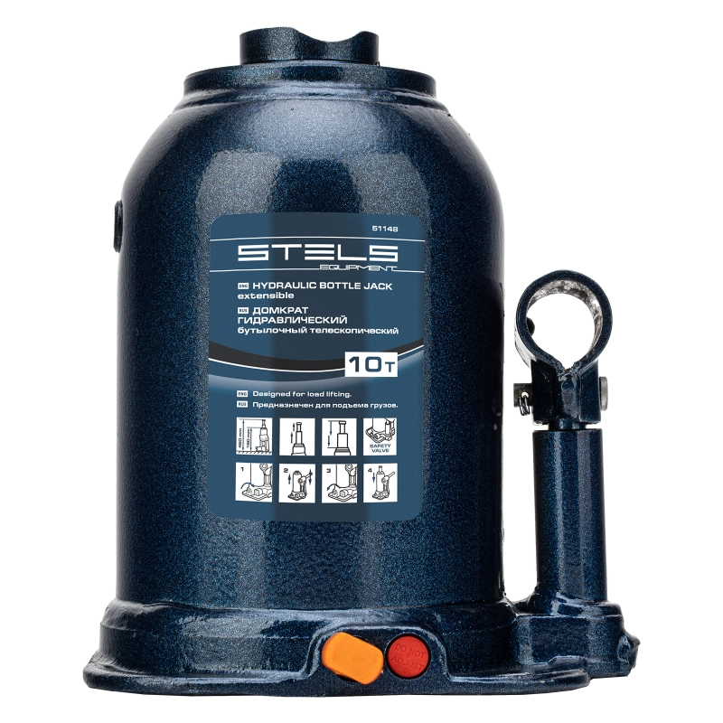 Домкрат гидравлический бутылочный телескопический, 10 т, подъем 180-450 мм Stels (51148)