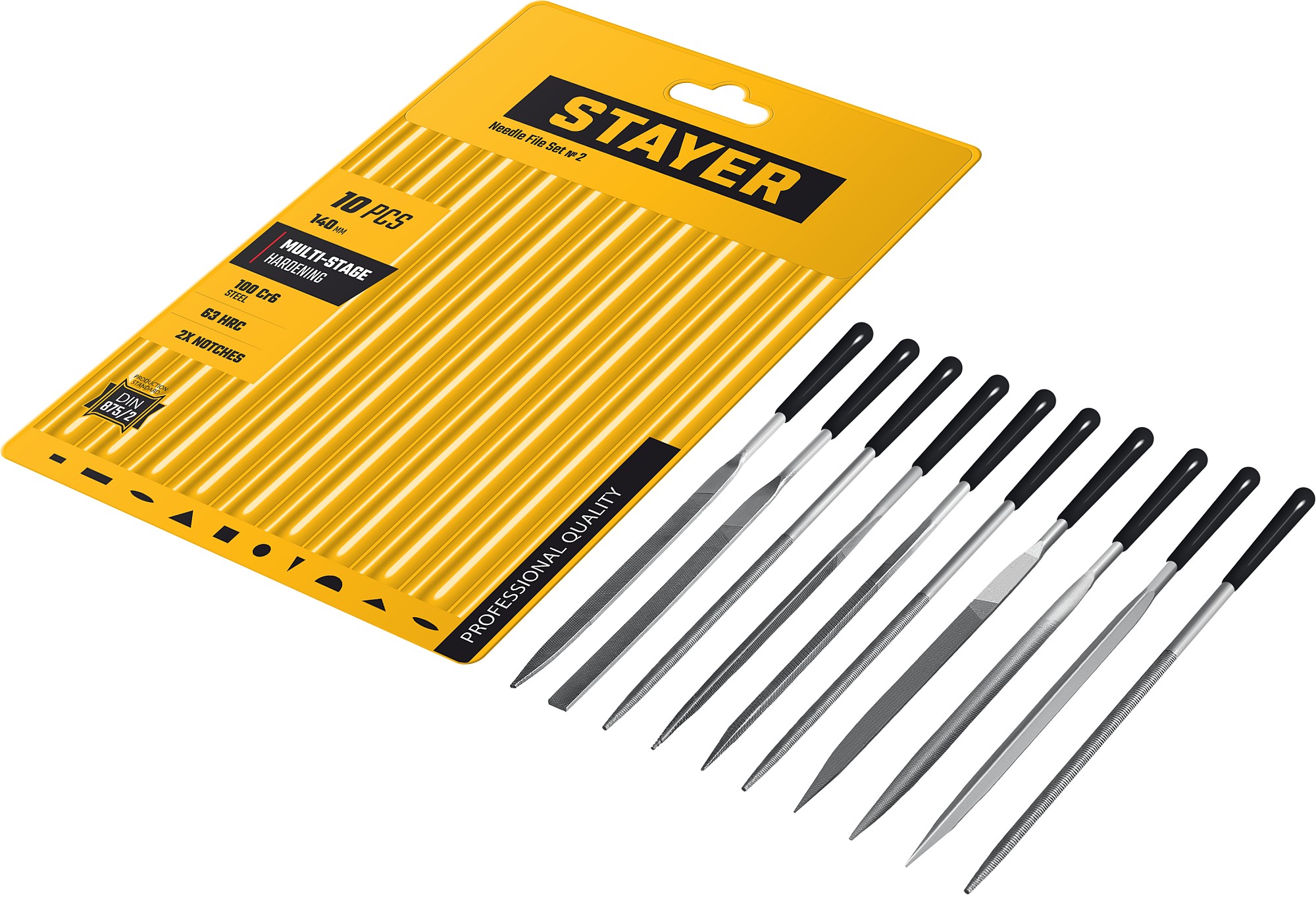 STAYER 140 мм, 10 предм., набор надфилей, Professional (16011-H10)