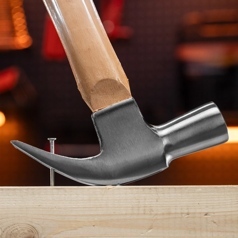 Молоток-гвоздодер, 450 г, боек 27 мм, деревянная рукоятка Sparta (104205)