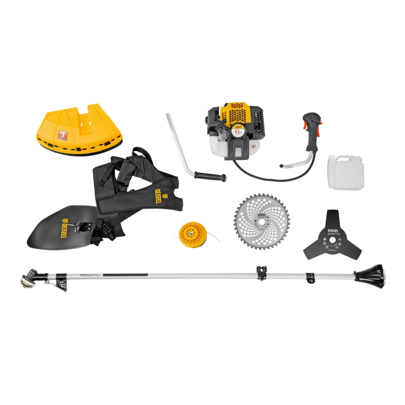 Триммер бензиновый DGT 430, 43 см3, 2.5 л. с, неразъемная штанга, состоит из 2 частей Denzel (96236)