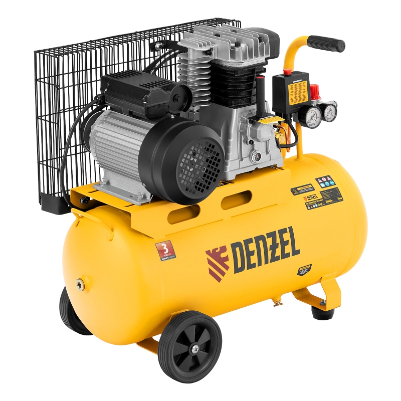 Компрессор воздушный BCI2300/50, ременный привод, 2.3 кВт, 50 литров, 400 л/мин Denzel (58113)