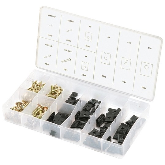 Набор саморезов и подушек, саморезы D х L: 3х8, 4х16.5х12, 6 х 20 мм, 170 предмет Сибртех (47608)