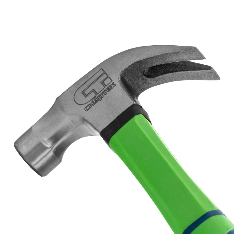 Молоток-гвоздодер, 450 г, с магнитом, фибергласовая обрезиненная рукоятка Сибртех (10441)