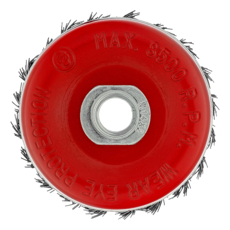 Щетка для УШМ Heavy Duty, 80 мм, М14, "чашка", крученая проволока 0.5 мм Matrix (74670)