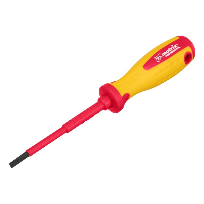Отвертка Insulated, SL4 x 100 мм, CrMo, до 1000 В, двухкомпонентная рукоятка Matrix Professional (12916)