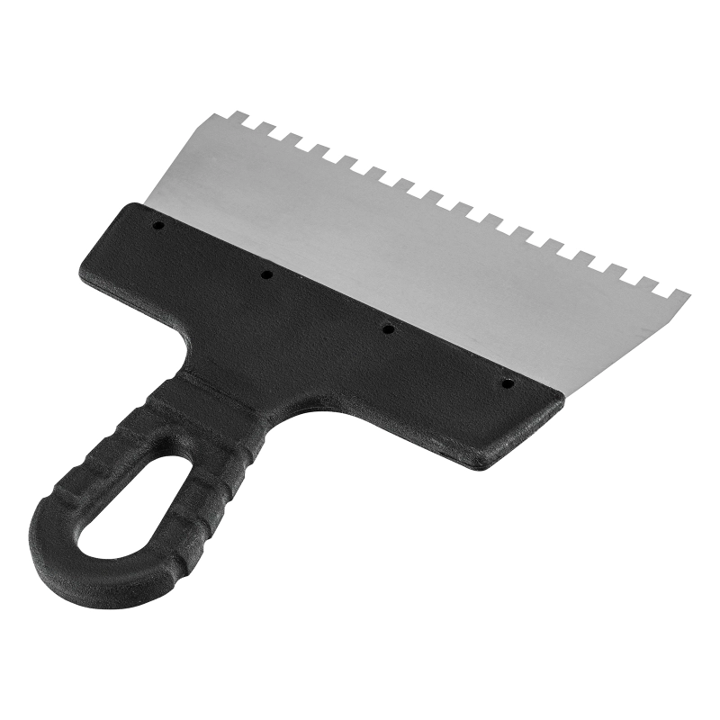 Шпатель из нержавеющей стали, 200 мм, зуб 6 х 6 мм, пластмассовая ручка Sparta (85158)