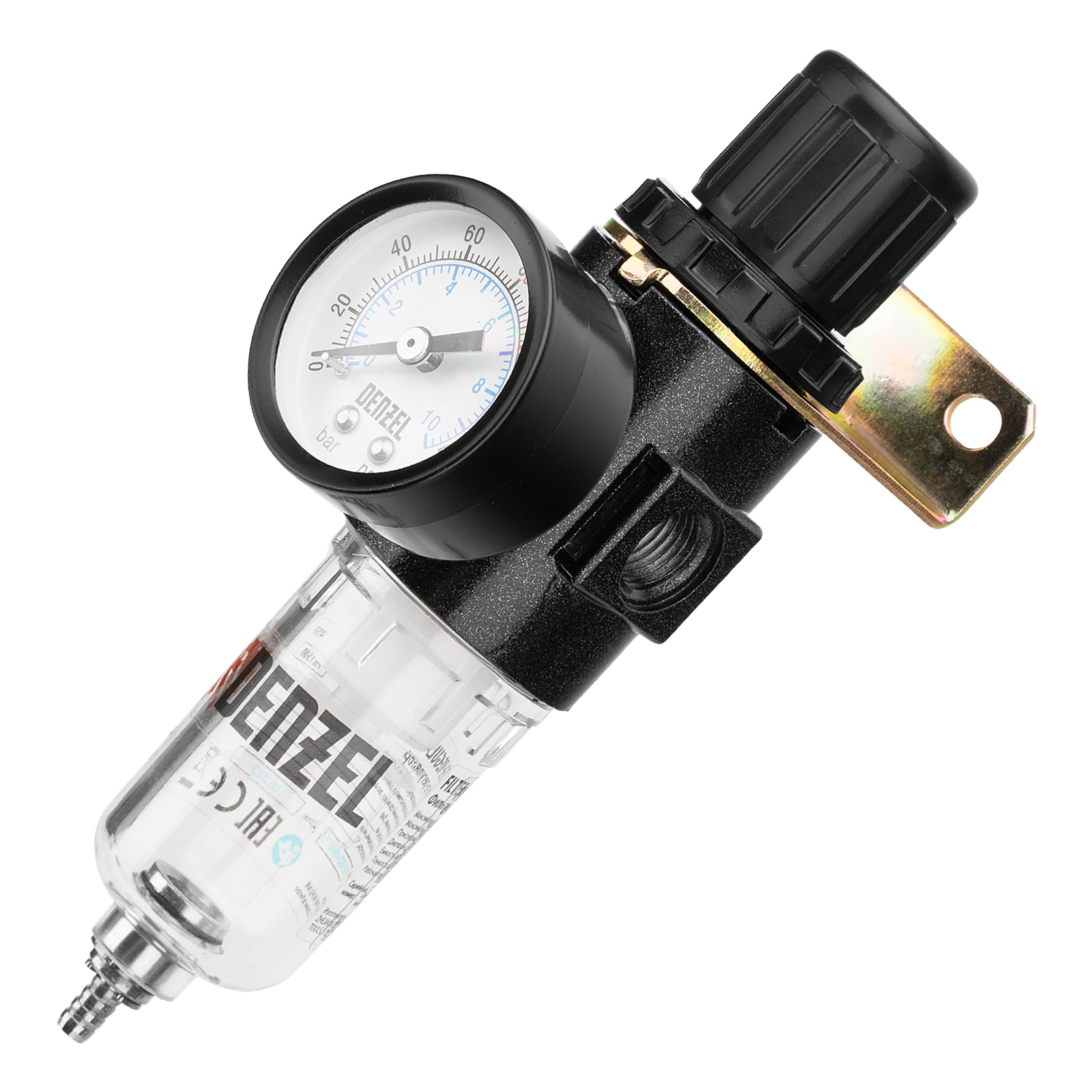 Фильтр-регулятор FR1500, 10 бар, 1500 л/мин, 1/4" Denzel (57459)