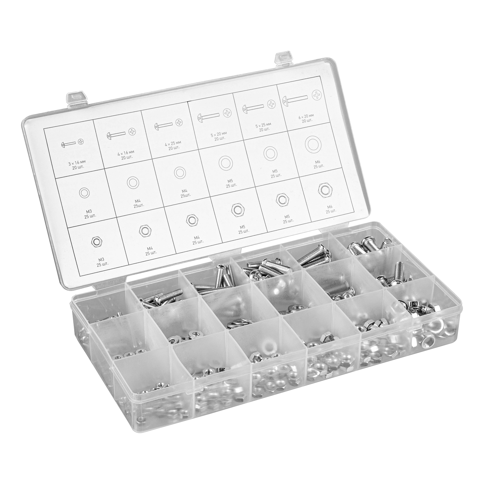 Набор винтов, гаек, шайб, 420 шт Сибртех (47617)