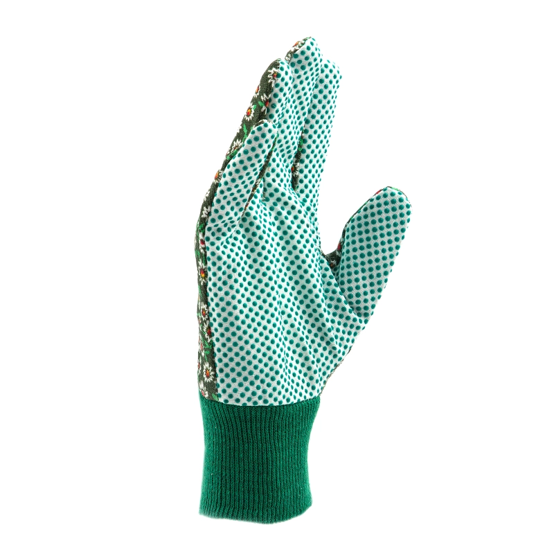 Перчатки садовые х/б ткань с ПВХ точкой, манжет, L Palisad (67763)