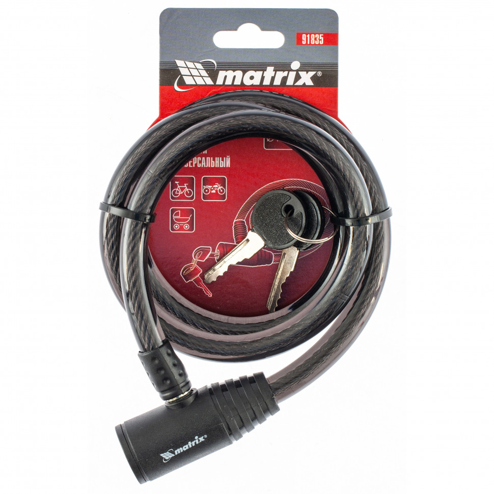 Замок тросовый универсальный, 12 х 960 мм Matrix (91835)