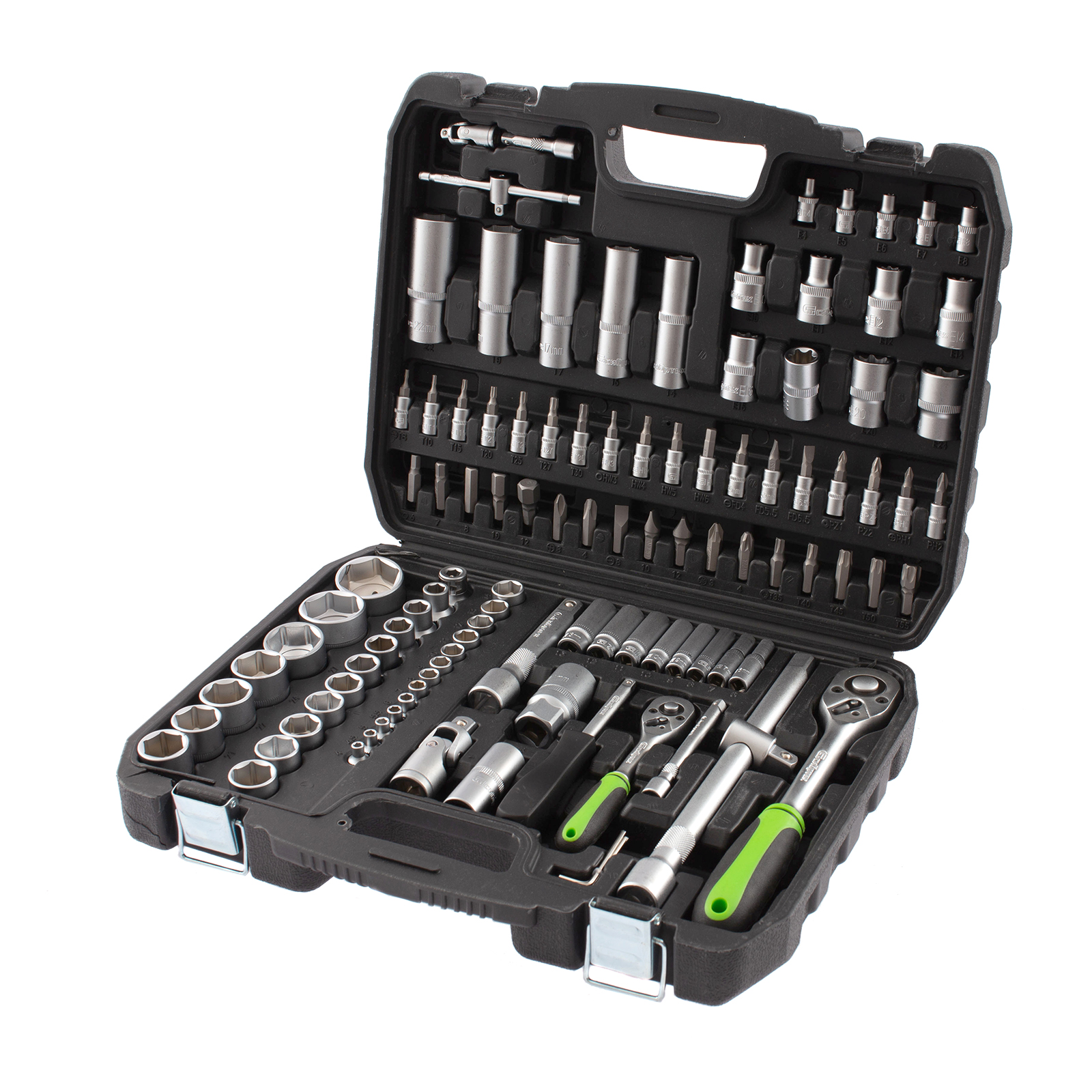 Набор инструмента, 1/2", 1/4", пластиковый кейс, 108 предметов Сибртех (13498)