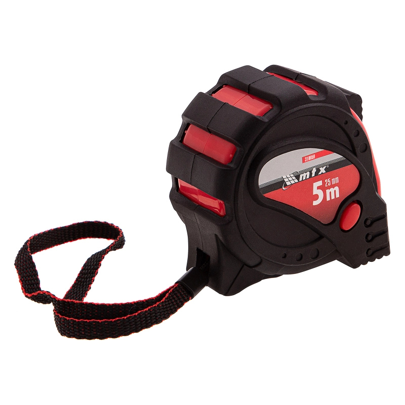 Рулетка Status Magnet 3 fixations,5 м х 25 мм,обрезиненный корпус,зацеп с магнитом Matrix (31005)