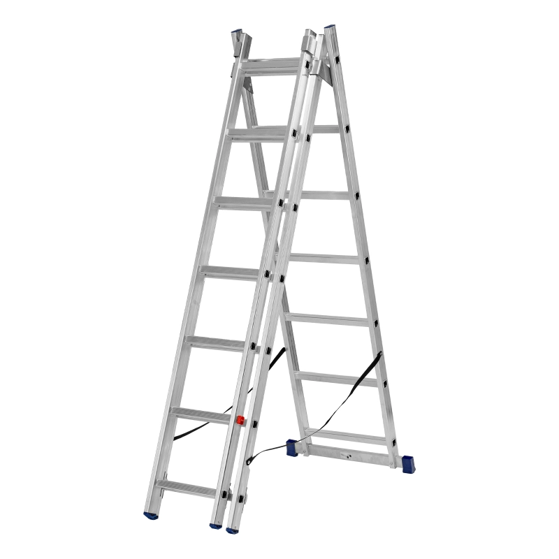 Лестница, 3 х 7 ступеней, алюминиевая, трехсекционная, Сибртех (97817)