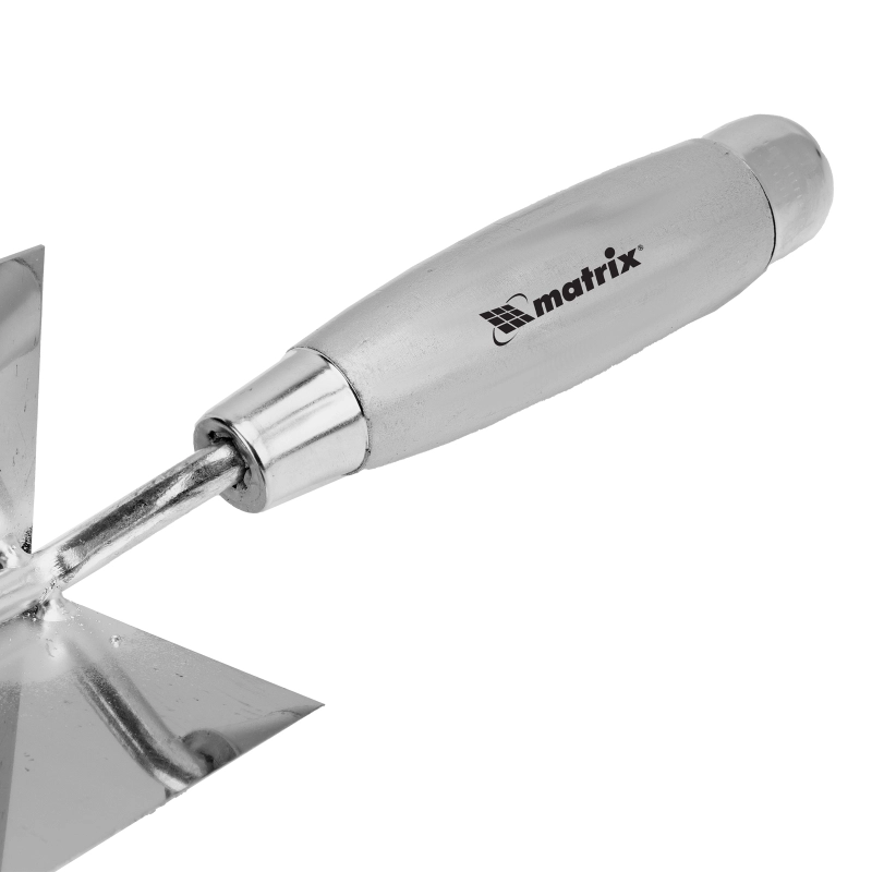 Мастерок из нержавеющей стали, 80 х 60 х 60 мм, для внутренних углов, деревянная ручка Matrix (86308)